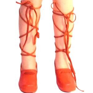 Vintage Orange Lace Up Clogs For Crissy Doll & Family PRICE IS FOR 1 PAIR